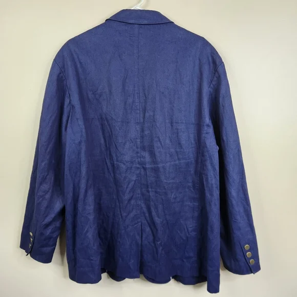 Vince Mens Linen Cotton Blend Navy Blue Double Button Single Vent Blazer XXL - Picture 3 of 9